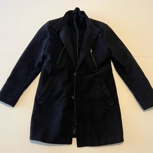 Men's European Style Black Wool Coat